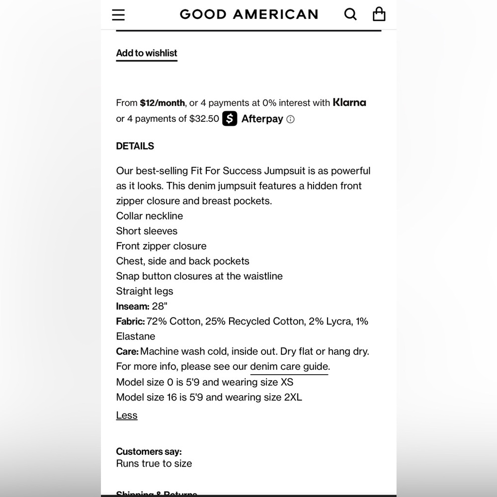 Good American fit for success black denim jumpsuit - Picture 14 of 14